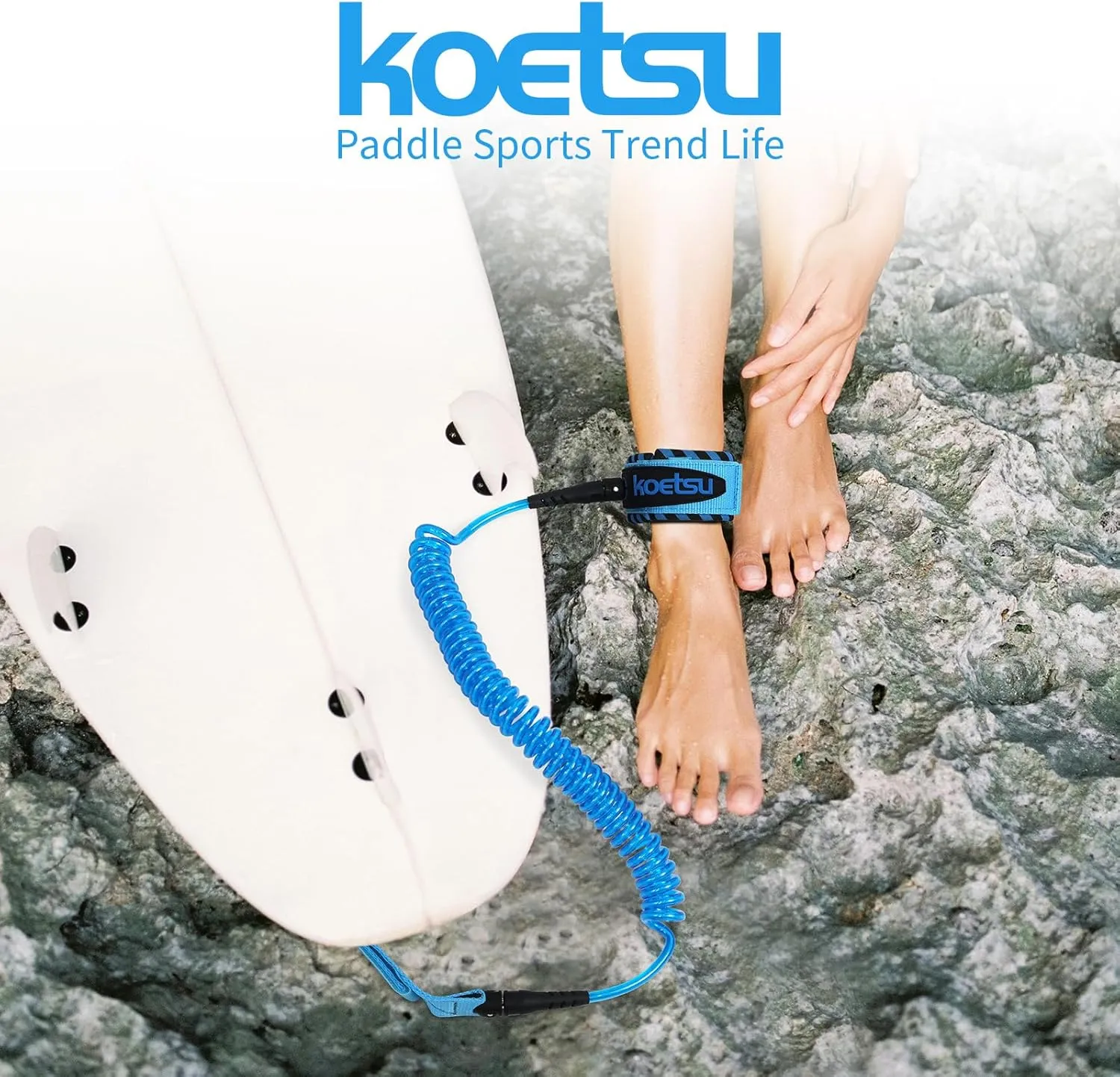KOETSU Premium Paddle Board Leash - 10ft SUP Ankle Safety Rope, 7mm Thick Surfboard Leash for Longboard, Stand Up Paddle Board Accessories, SUP Replacement Leg Rope