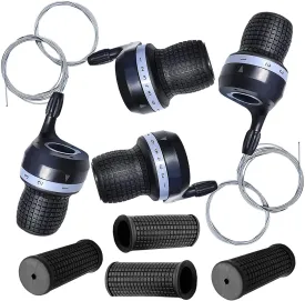 Lomodo 2 Pair Bicycle Twist Grip Gear Shifters 3X7 Speed DIP Compatible for Shimano Brand MTB Bike