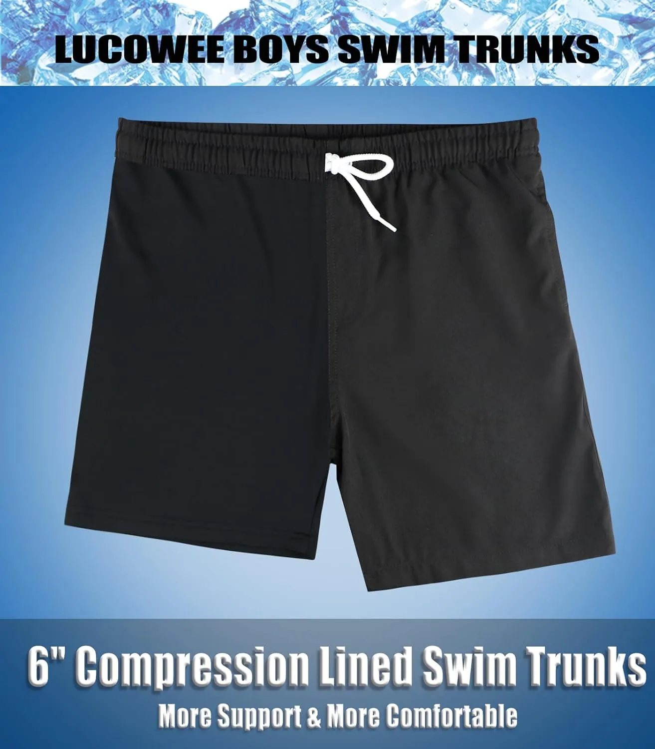 LUCOWEE Boys Swim Bathing Trunks Soft Compression Liner no-Chafing Swimming Shorts Quick Dry Light UPF 50  Quality Swimsuit