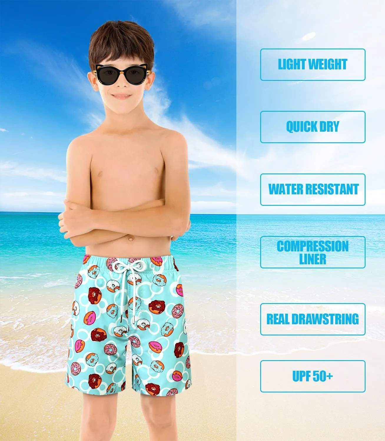 LUCOWEE Boys Swim Bathing Trunks Soft Compression Liner no-Chafing Swimming Shorts Quick Dry Light UPF 50  Quality Swimsuit