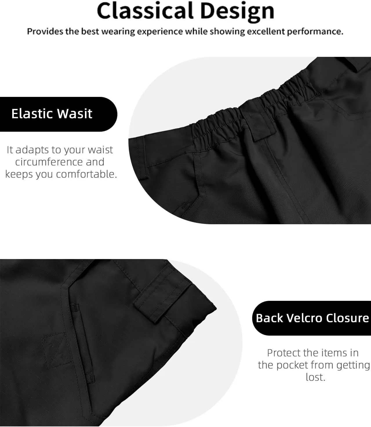 Mens Hiking Cargo Shorts Casual Tactical Waterproof Shorts for Work Golf Fishing with 6 Pockets