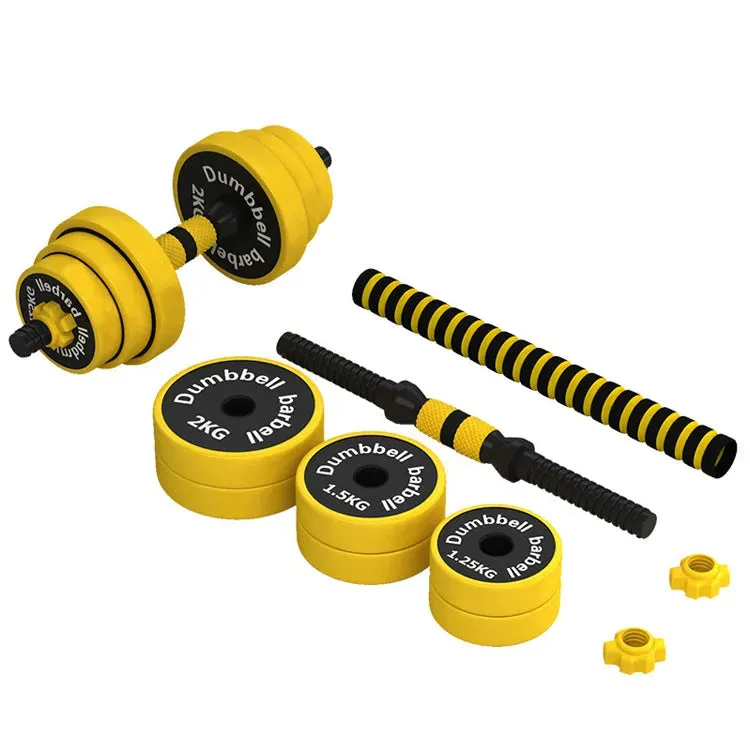 New Rubber Coated 2 in 1 Yellow Barbell Dumbbell Sets Hand Weights Arm Strength Training weightlifting