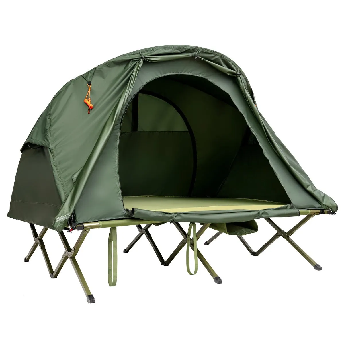 NNECW 2-Person Camping Cot Tent with Waterproof External Cover-Green