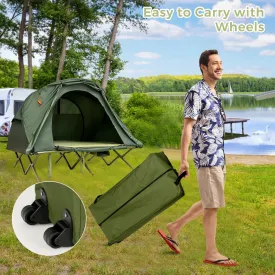 NNECW 2-Person Camping Cot Tent with Waterproof External Cover-Green