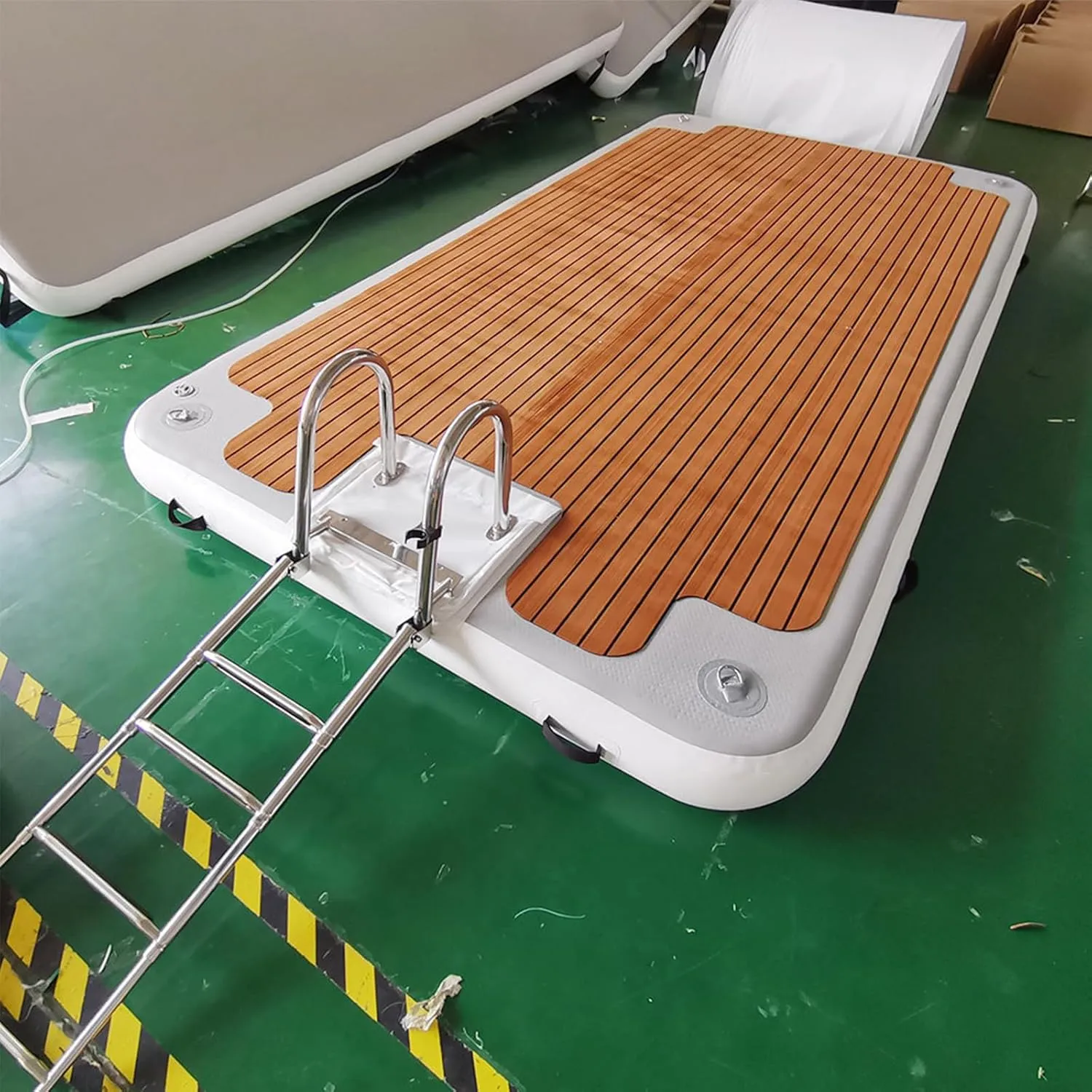 Outdoor Inflatable Water Floating Raft, Yacht Floating Platform Water Rest Table with Stainless Steel Ladder, Water Inflatable Mattress,3 * 3m/9.8 * 9.8ft