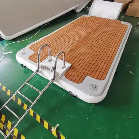 Outdoor Inflatable Water Floating Raft, Yacht Floating Platform Water Rest Table with Stainless Steel Ladder, Water Inflatable Mattress,3 * 3m/9.8 * 9.8ft