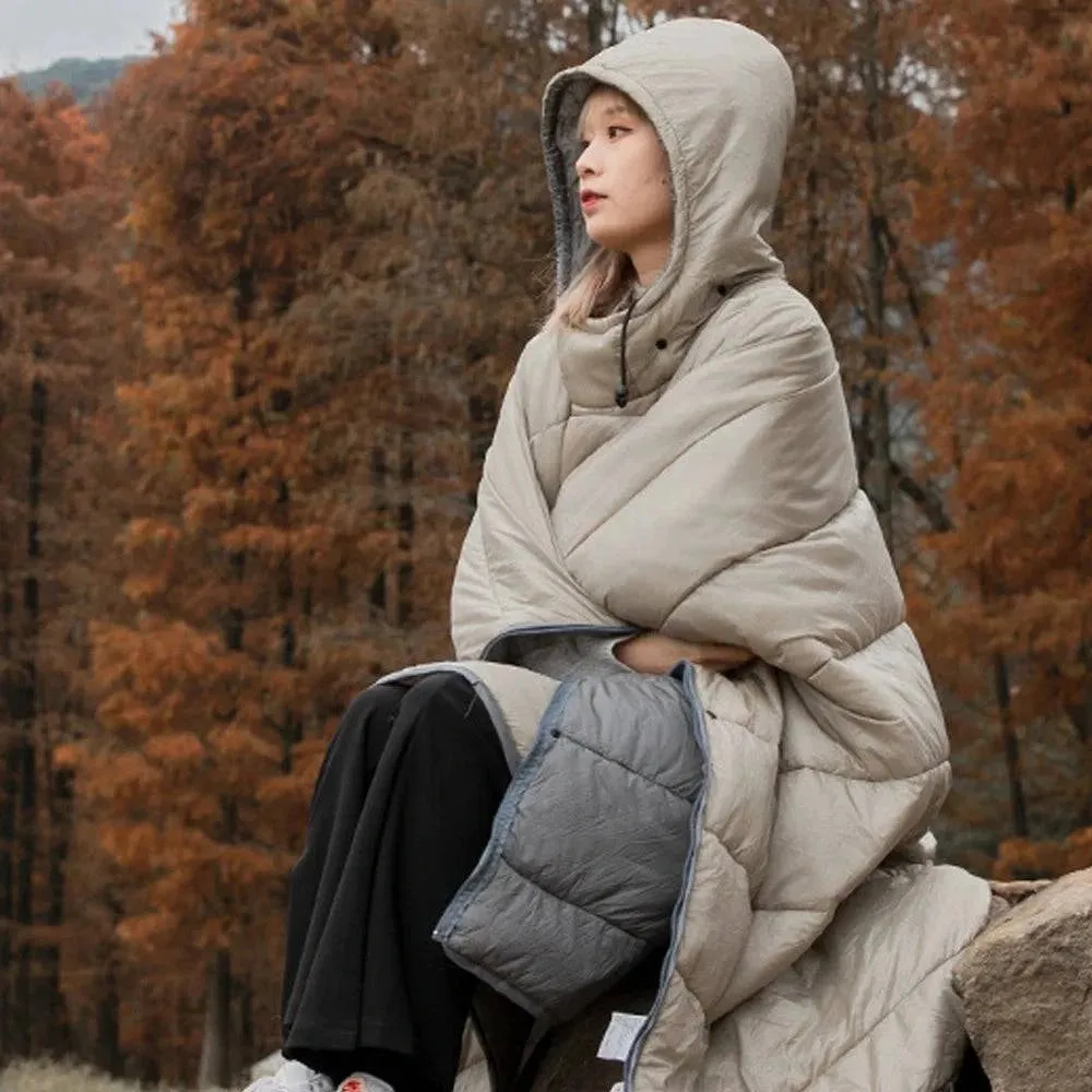 Outdoor Wearable Cloak Sleeping Bag Portable Warming Sleeping Bag Light-weight Cotton Sleeping Bag for Winter Camping Travel