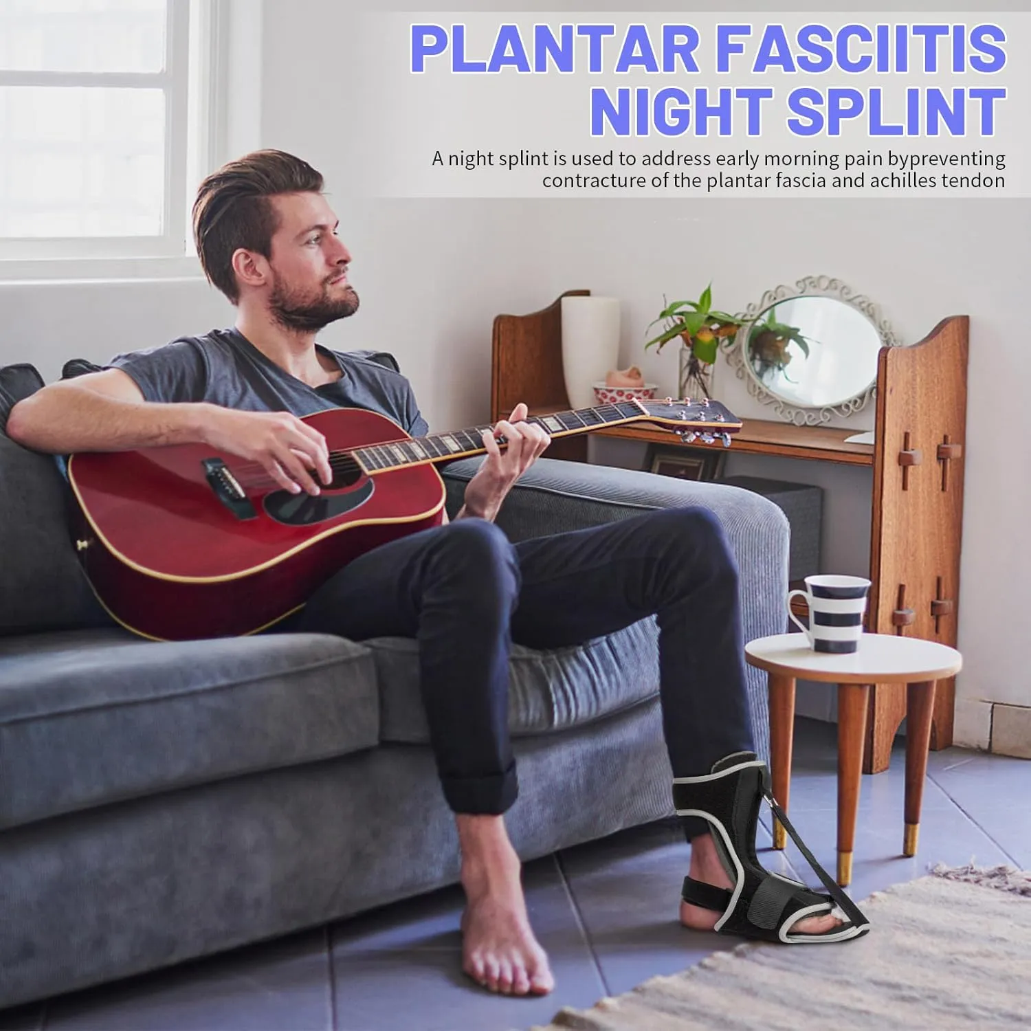 Plantar Fasciitis Night Splint: 2 Pack Plantar Fasciitis Brace for Women Men - Effective Plantar Fasciitis Relief Achilles Tendonitis Foot Drop Heel Pain Black