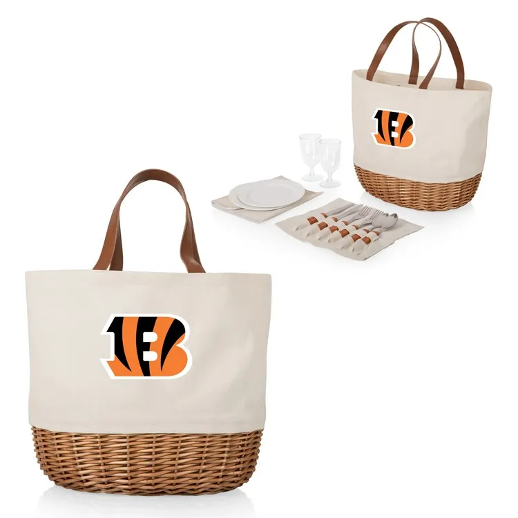 Promenade Picnic Basket (Beige Canvas) - Cincinnati Bengals