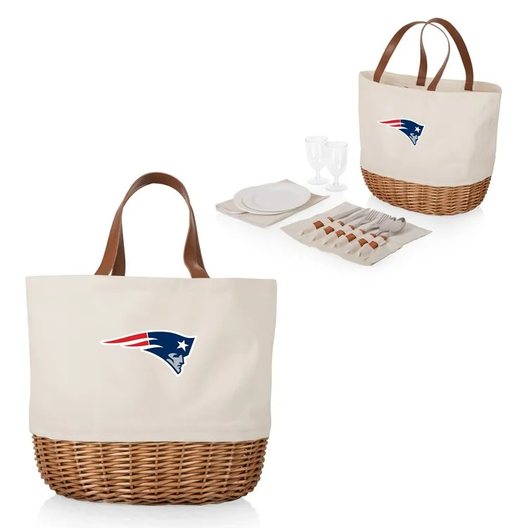 Promenade Picnic Basket, Moroccan Watercolor with New England Patriots Logo