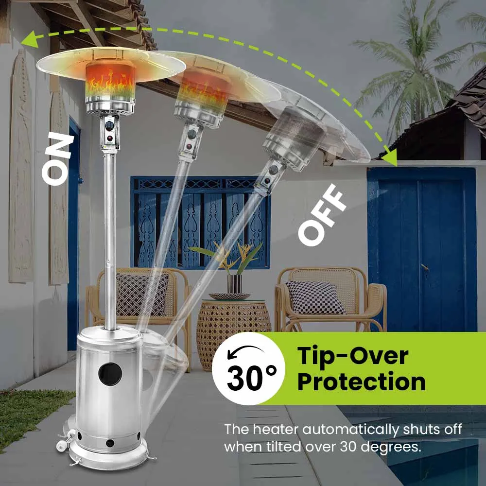 Propane heater | stainless steel w/ wheels, 30 ° shut off, 48,000 BTU