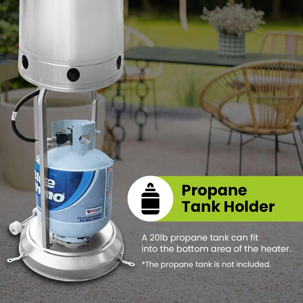 Propane heater | stainless steel w/ wheels, 30 ° shut off, 48,000 BTU