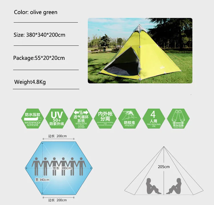 Pyramid Teepee Tent for 5-8 Person Family Camping