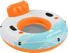 Retrospec Weekender Float River Tube for Lakes, Rivers, and Pools with 2 Cup Holders, Built-in Backrest and Wrap Around Grab Rope for Easy Transport