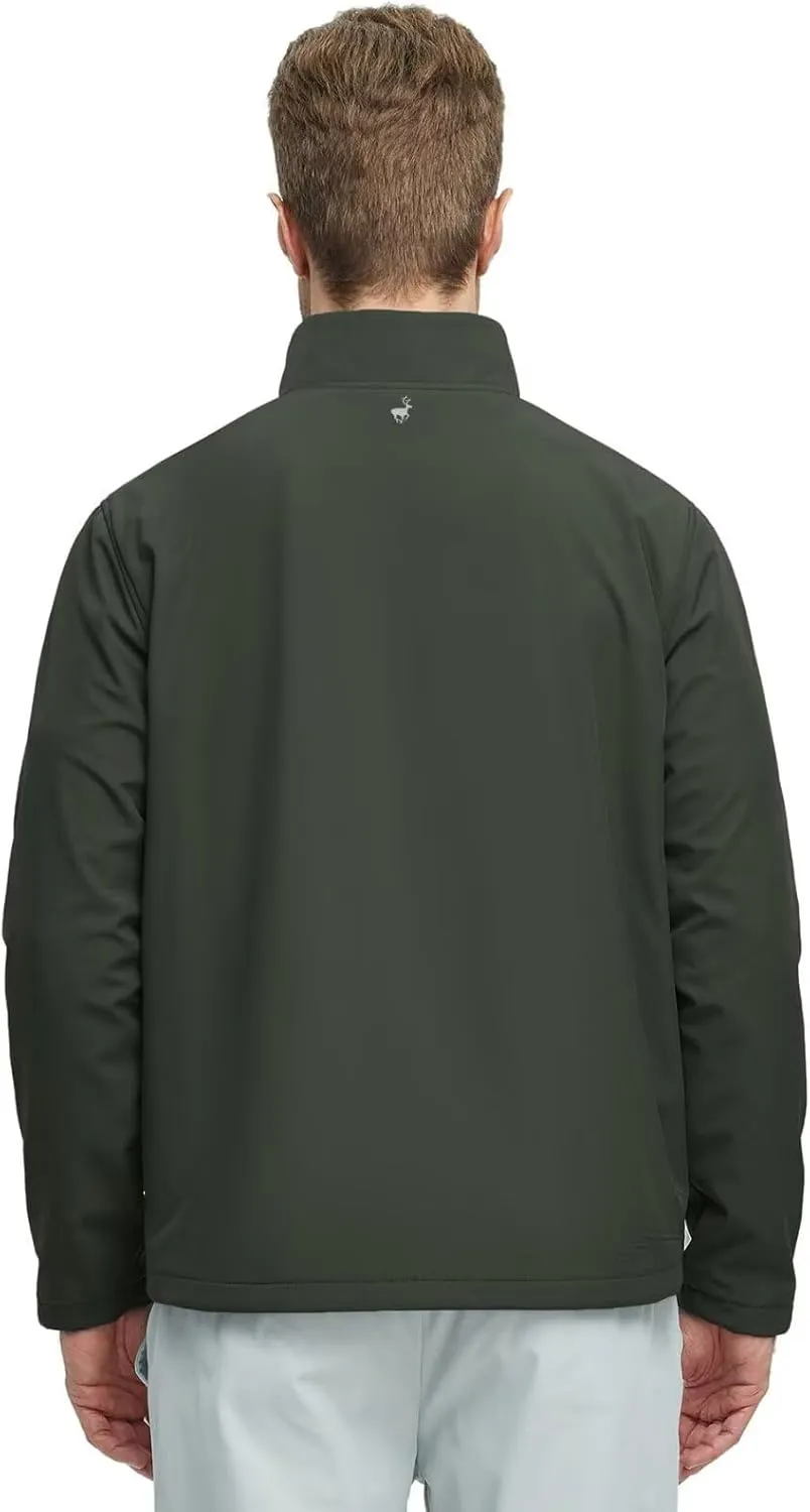 Rouen Mens Golf Raincoat Jacket Zipper Pockets Lightweight Softshell Hooded Water-resistant Spring Fall Outdoor Windbreaker