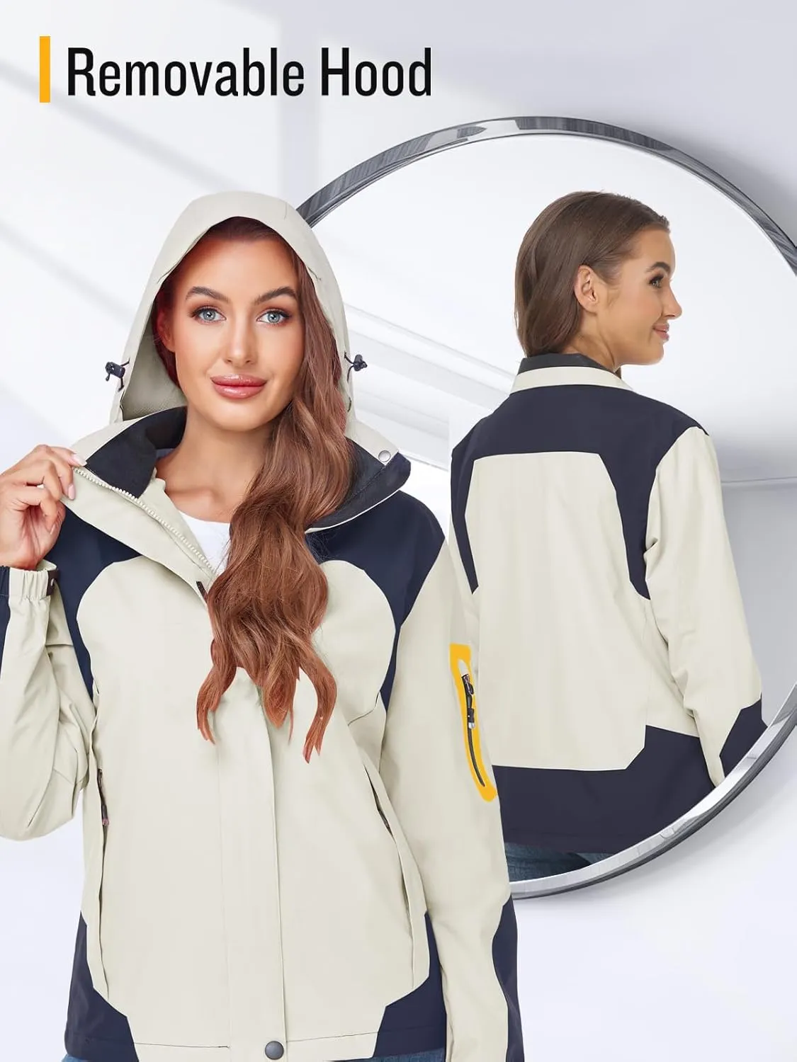SaphiRose Womens Waterproof Rain jacket Lightweight Active Outdoor Raincoat with Removable Hood