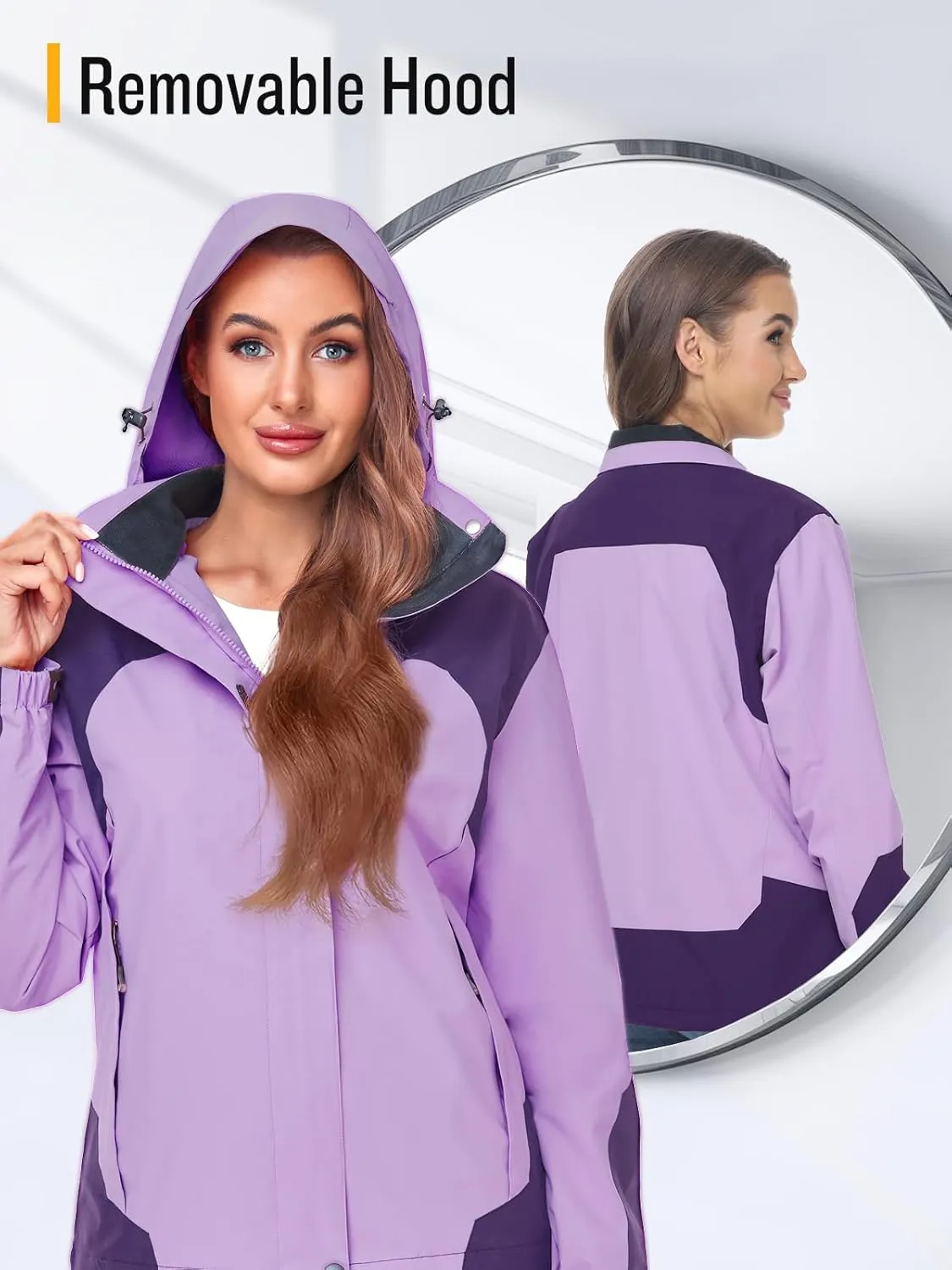 SaphiRose Womens Waterproof Rain jacket Lightweight Active Outdoor Raincoat with Removable Hood