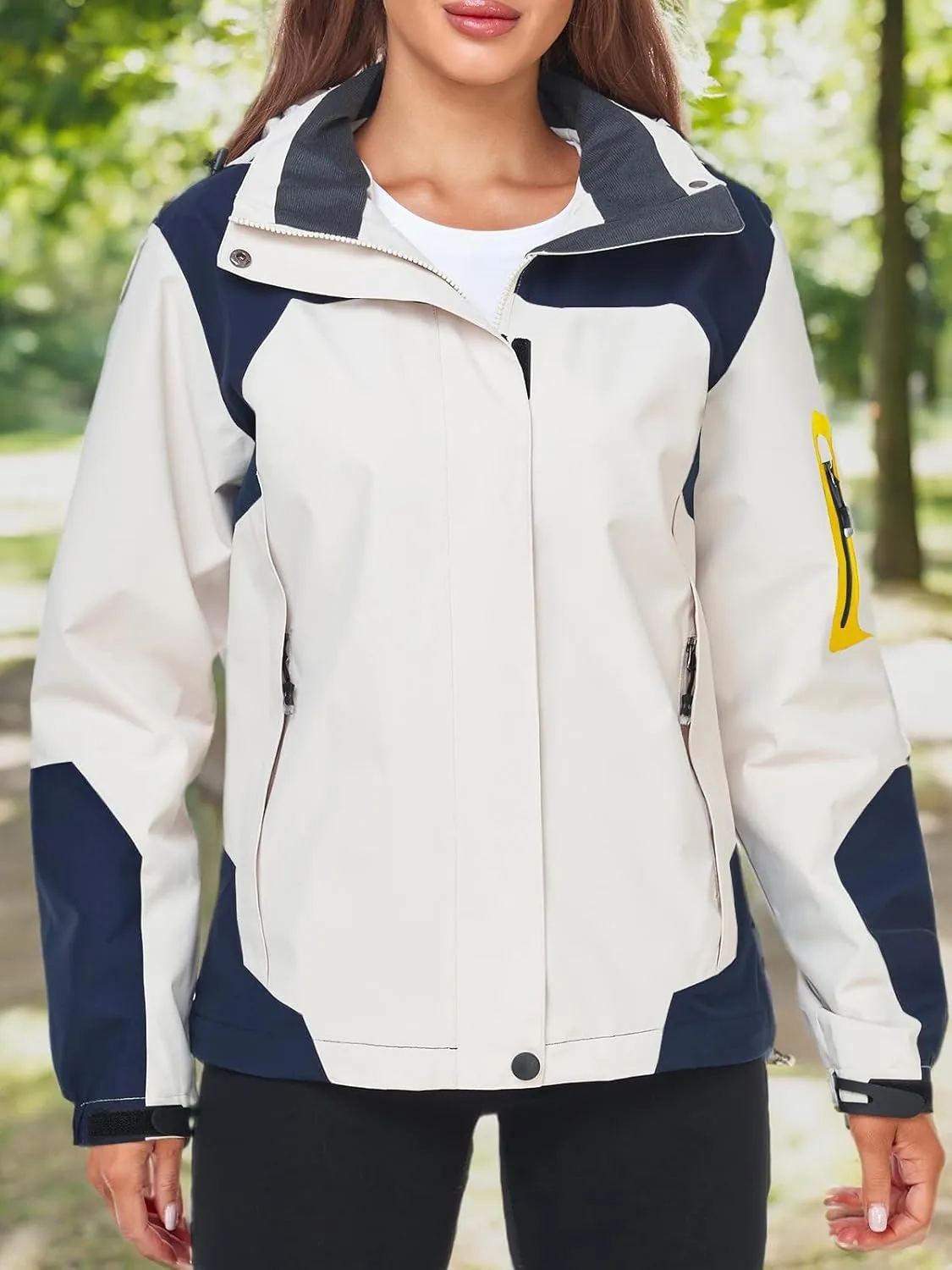 SaphiRose Womens Waterproof Rain jacket Lightweight Active Outdoor Raincoat with Removable Hood