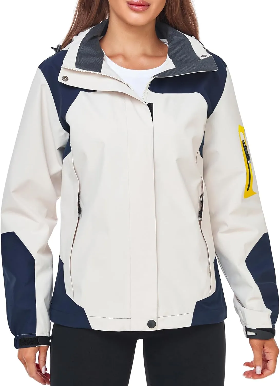 SaphiRose Womens Waterproof Rain jacket Lightweight Active Outdoor Raincoat with Removable Hood