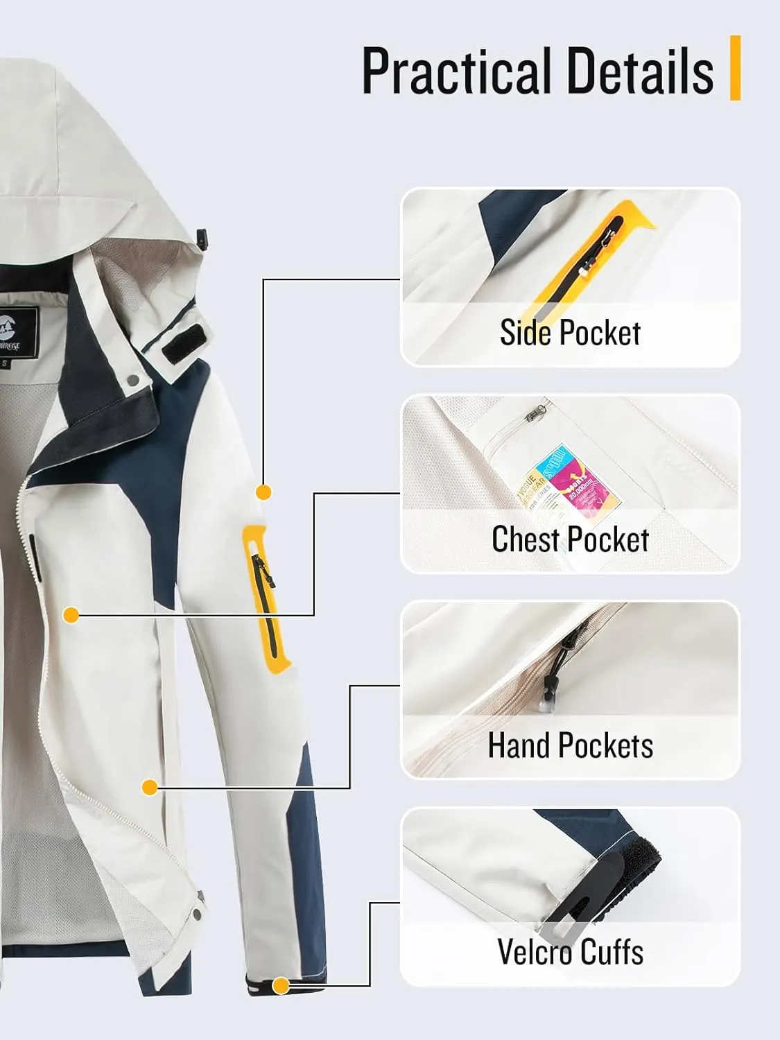SaphiRose Womens Waterproof Rain jacket Lightweight Active Outdoor Raincoat with Removable Hood