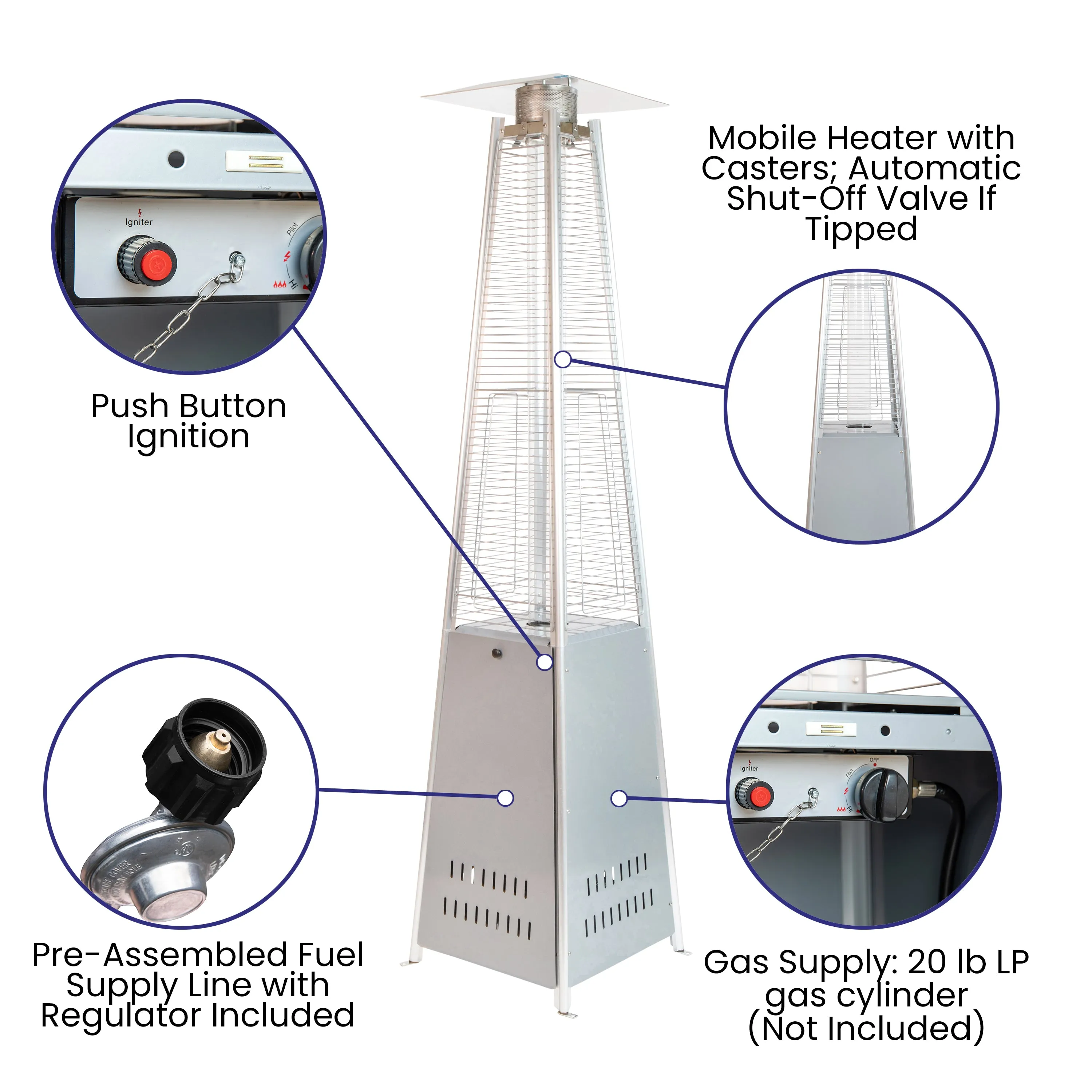 Silver Outdoor Patio Heater NAN-FSDC-01-SL-GG