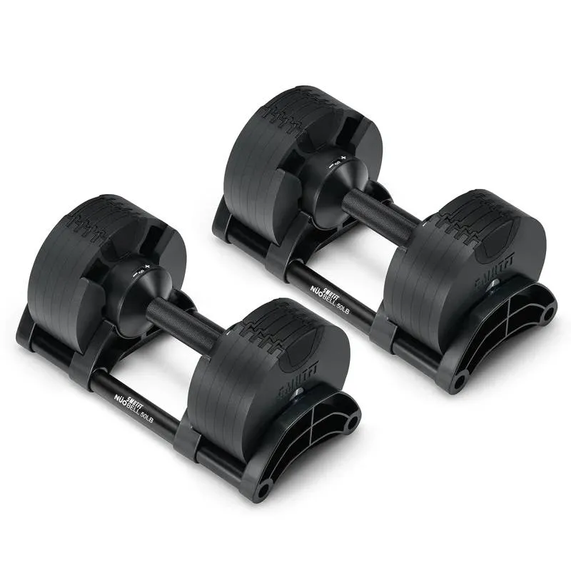 SMRTFT Nüobells - 5-50lb Adjustable Dumbbell Pair - Matte Black