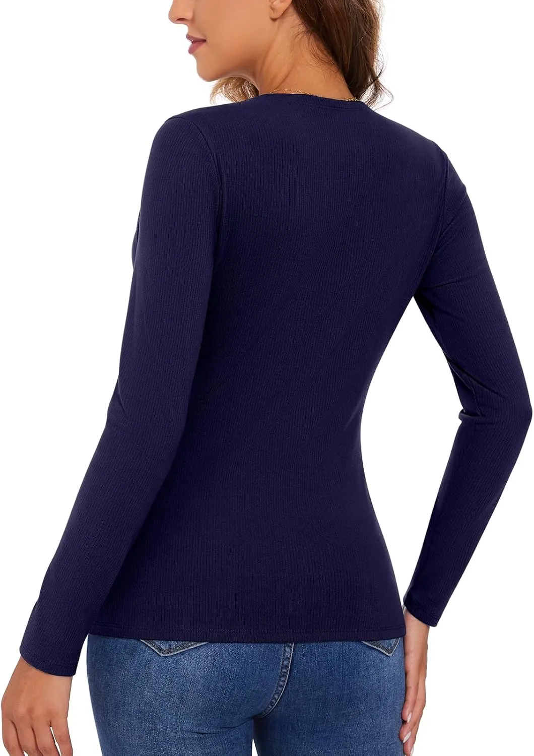 Soneven Square Neck Thermal Shirts for Women Base Layer Ultra Soft Fleece Lined Underwear for Winter