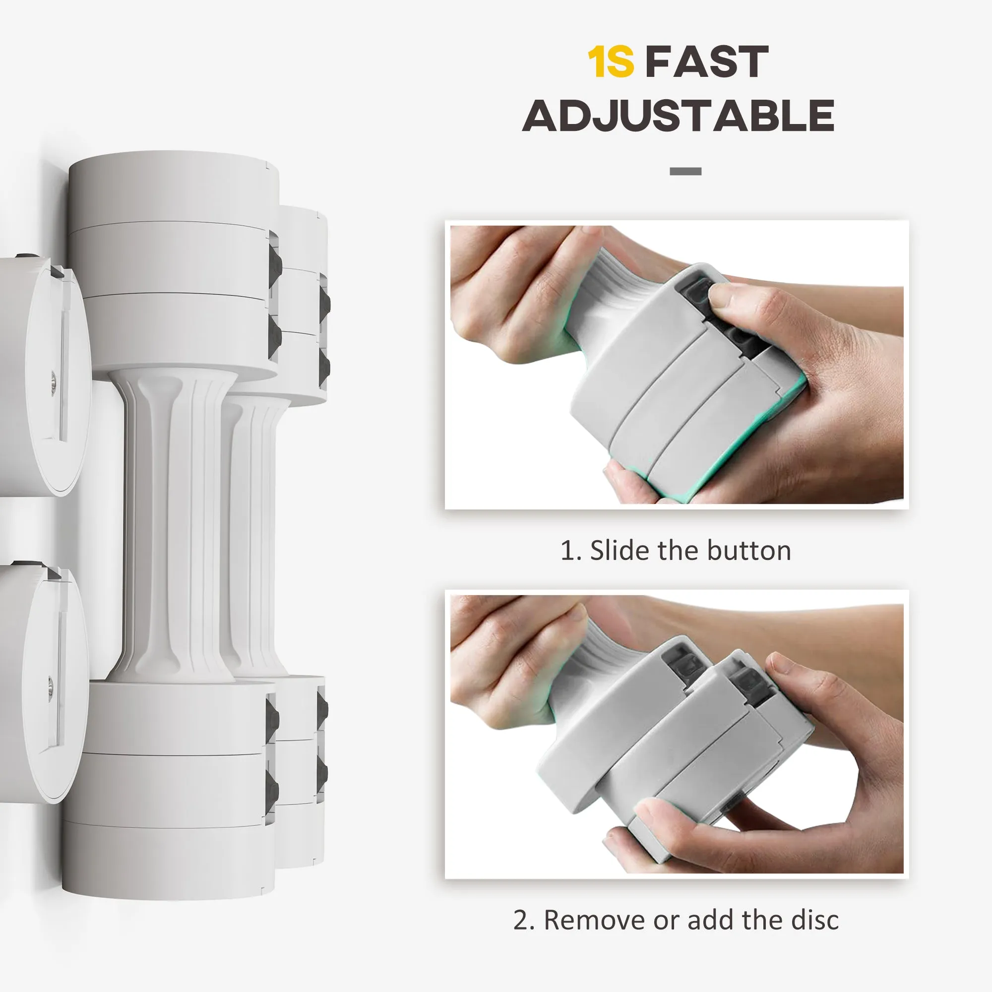 SPORTNOW Adjustable Dumbbells Set, Fast Adjust and Compact, 2.5kg x 2