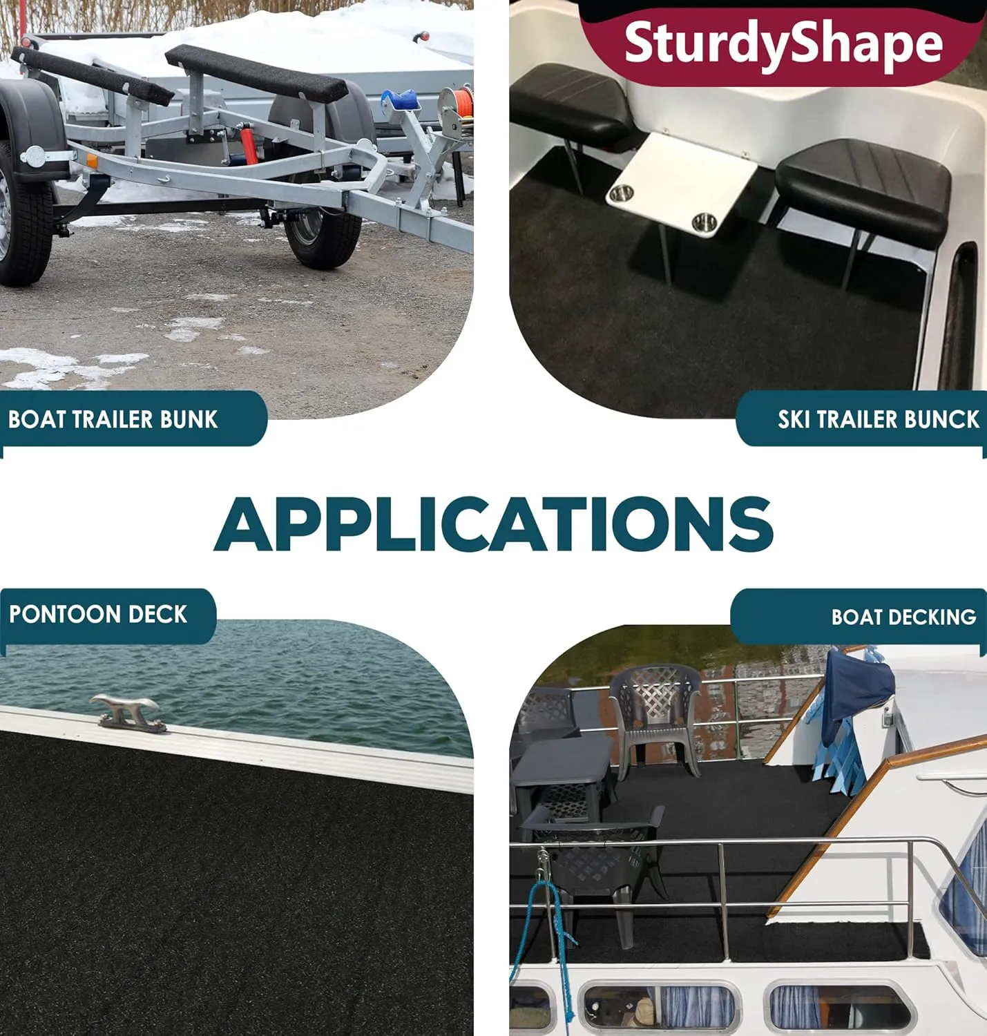 SturdyShape Thick Boat Trailer Bunk Carpet Kit 12Inx100Ft 25oz