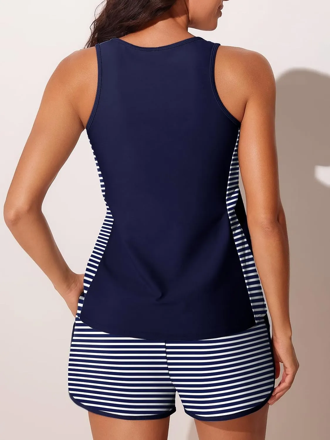 Summer Mae Blouson Tankini Swimsuits for Women 2025 Tummy Control Two Piece Bathing Suits with Sporty Pockets Swim Shorts