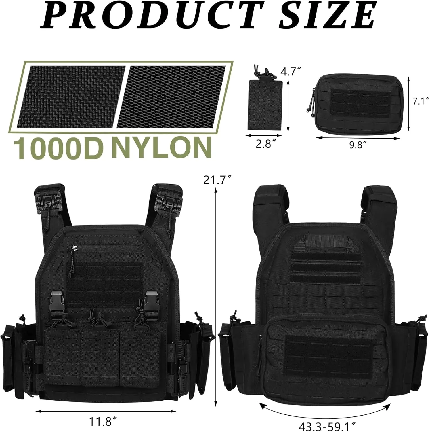 Tactical Vest for Men Weighted Vest Fully Adjustable Outdoor Training Gaming Vests
