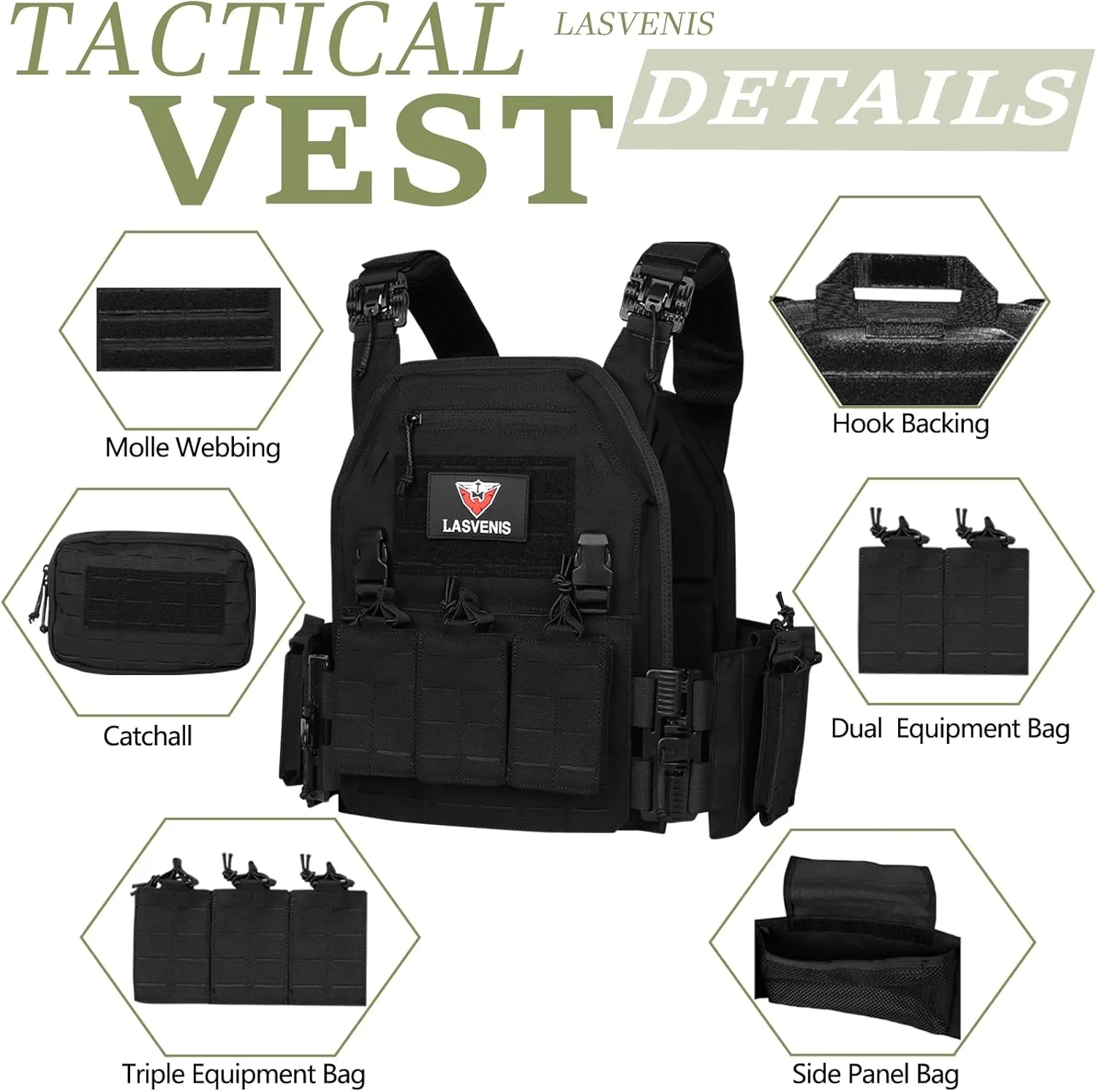 Tactical Vest for Men Weighted Vest Fully Adjustable Outdoor Training Gaming Vests