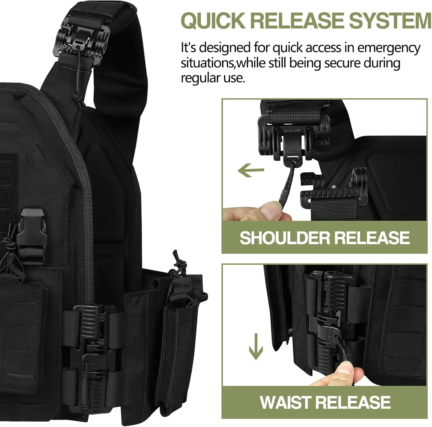 Tactical Vest for Men Weighted Vest Fully Adjustable Outdoor Training Gaming Vests