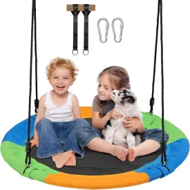 Tree Swing, 40 Inch Portable Flying Saucer Swing for Kids Adults, 700lbs Weight Capacity Disc Round Swing Set with Adjustable Rope and Hanging Straps for Indoor, Outdoor, Garden and Patio