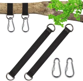 Tree Swing Hanging Straps 2PCS, Tree Swing Hanging Kit 25cm/9.8in with Safer Lock Carabiners Perfect for Tree Swing, Hammock, Gym Fitness Cable Machine Extension, Hanging Rings, DIY Home Projects