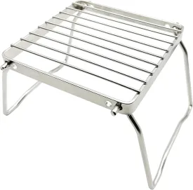 TreGoo Camp Grill with Foldable Legs-304 Stainless Steel Grill Grate for Gas Stove-Ultralight mini Campfire Stand-Portable Grill Grid for Backpacking/Camping/Hiking/Picnic/Traveling/Fishing (Classic)