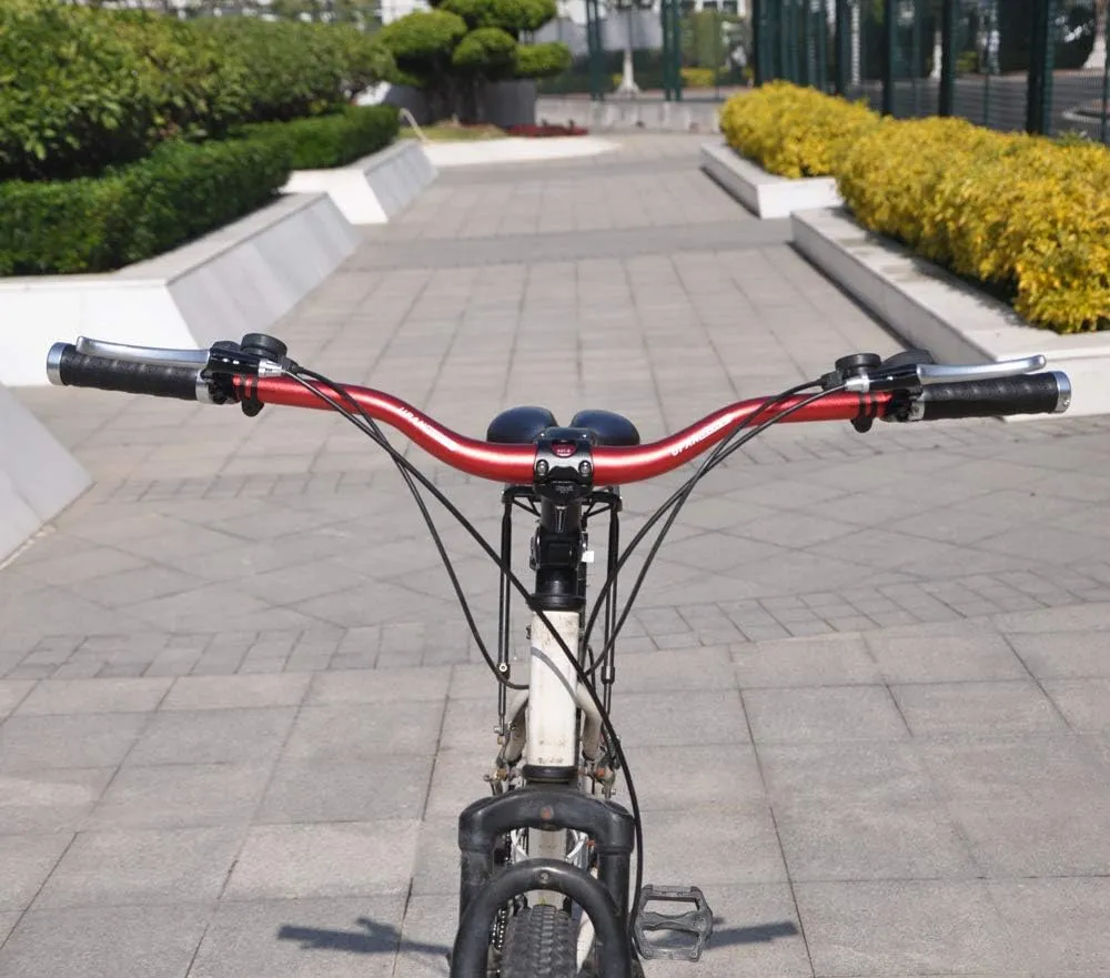 UPANBIKE Mountain Bike Handlebar 31.8mm Aluminum Alloy MTB Bicycle Riser Handlebar Extra Long 720mm with Paint Matte Surface (Red,720mm)