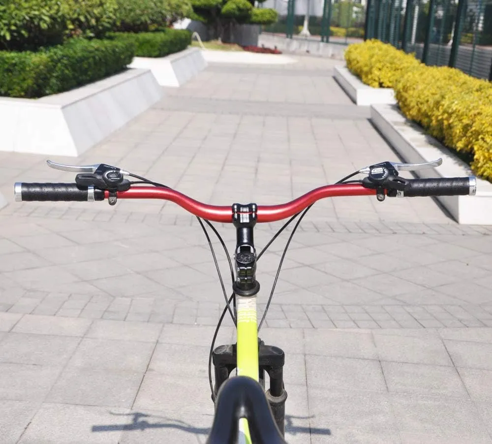 UPANBIKE Mountain Bike Handlebar 31.8mm Aluminum Alloy MTB Bicycle Riser Handlebar Extra Long 720mm with Paint Matte Surface (Red,720mm)