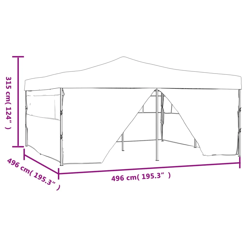 vidaXL Folding Gazebo with 4 Sidewalls 5x5 m Cream