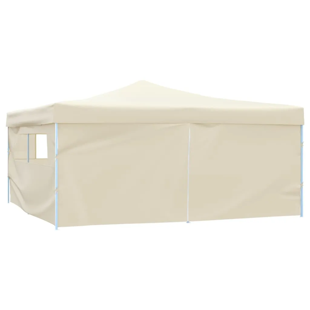 vidaXL Folding Gazebo with 4 Sidewalls 5x5 m Cream