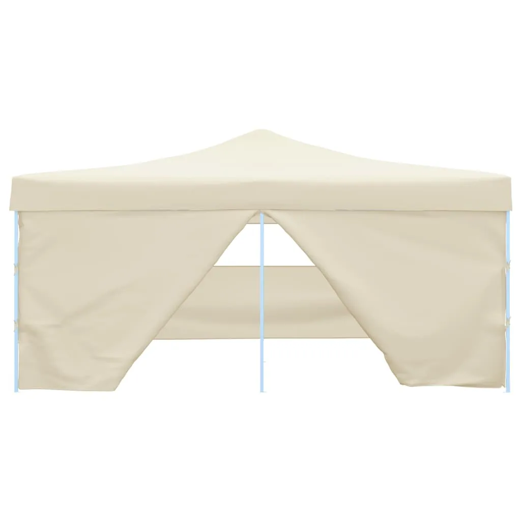 vidaXL Folding Gazebo with 4 Sidewalls 5x5 m Cream