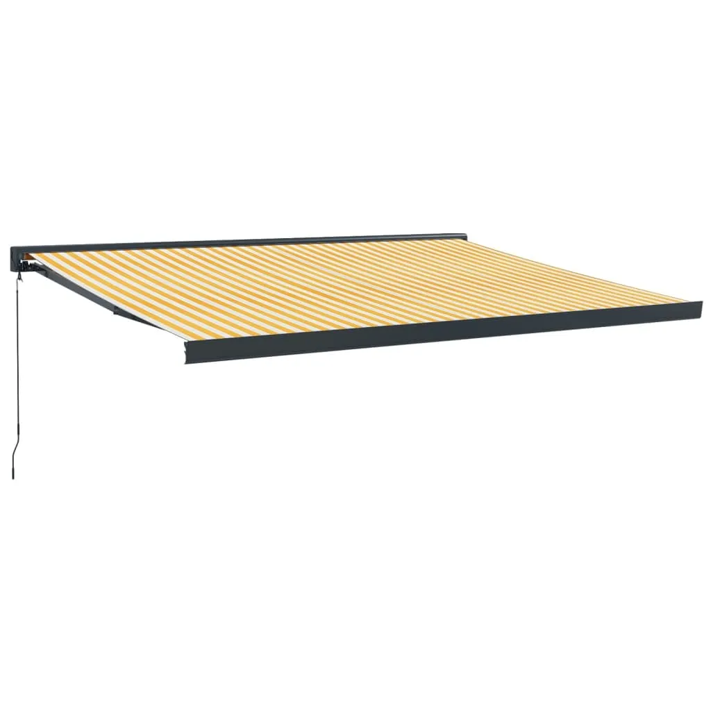 vidaXL Retractable Awning Yellow and White 4.5x3 m Fabric and Aluminium