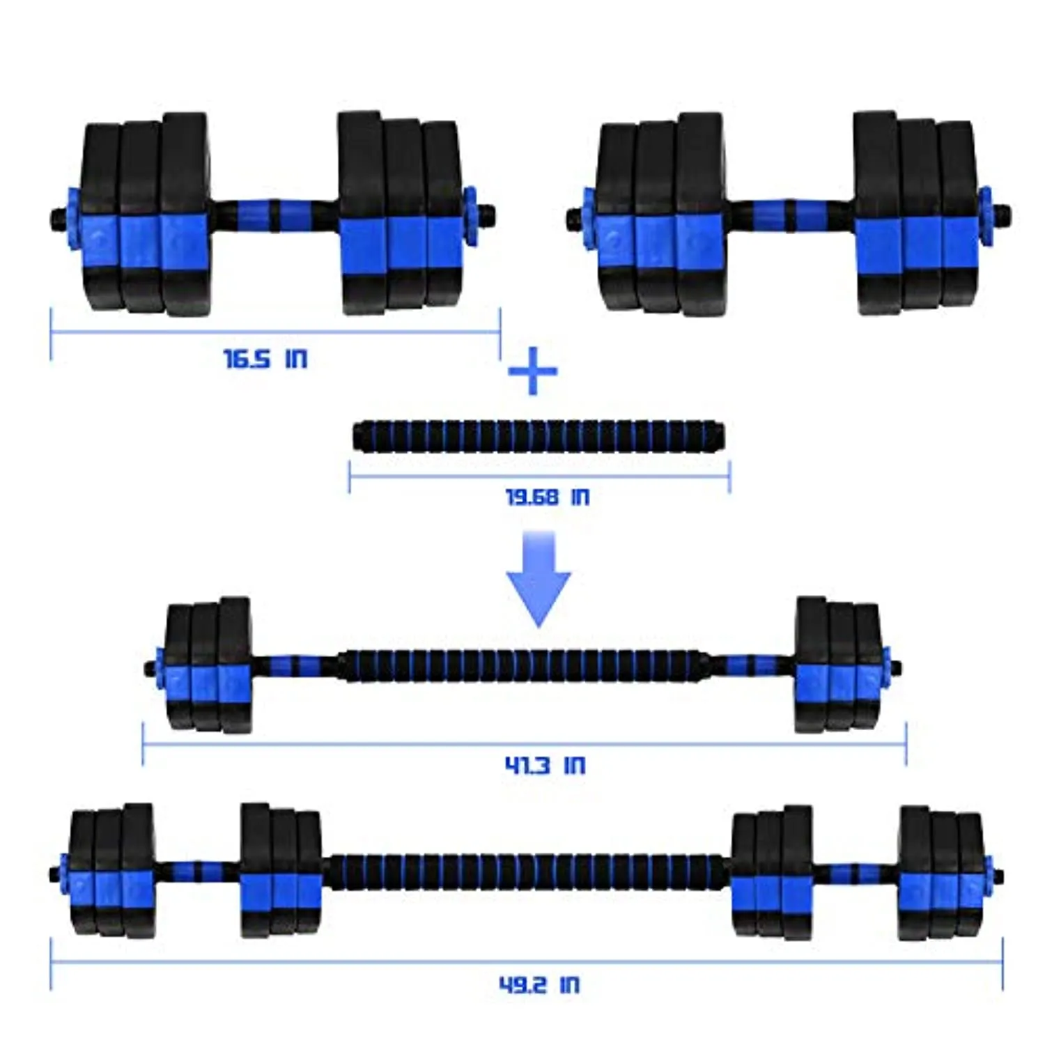 Vivitory Weights Dumbbells Set, Adjustable Dumbbell Set with Connector, Non-Rolling Dumbbells Weights Set for Home Gym, Barbells Weights for Exercises, Up to 44/66 lbs, Hexagon Shape Cement Mixture