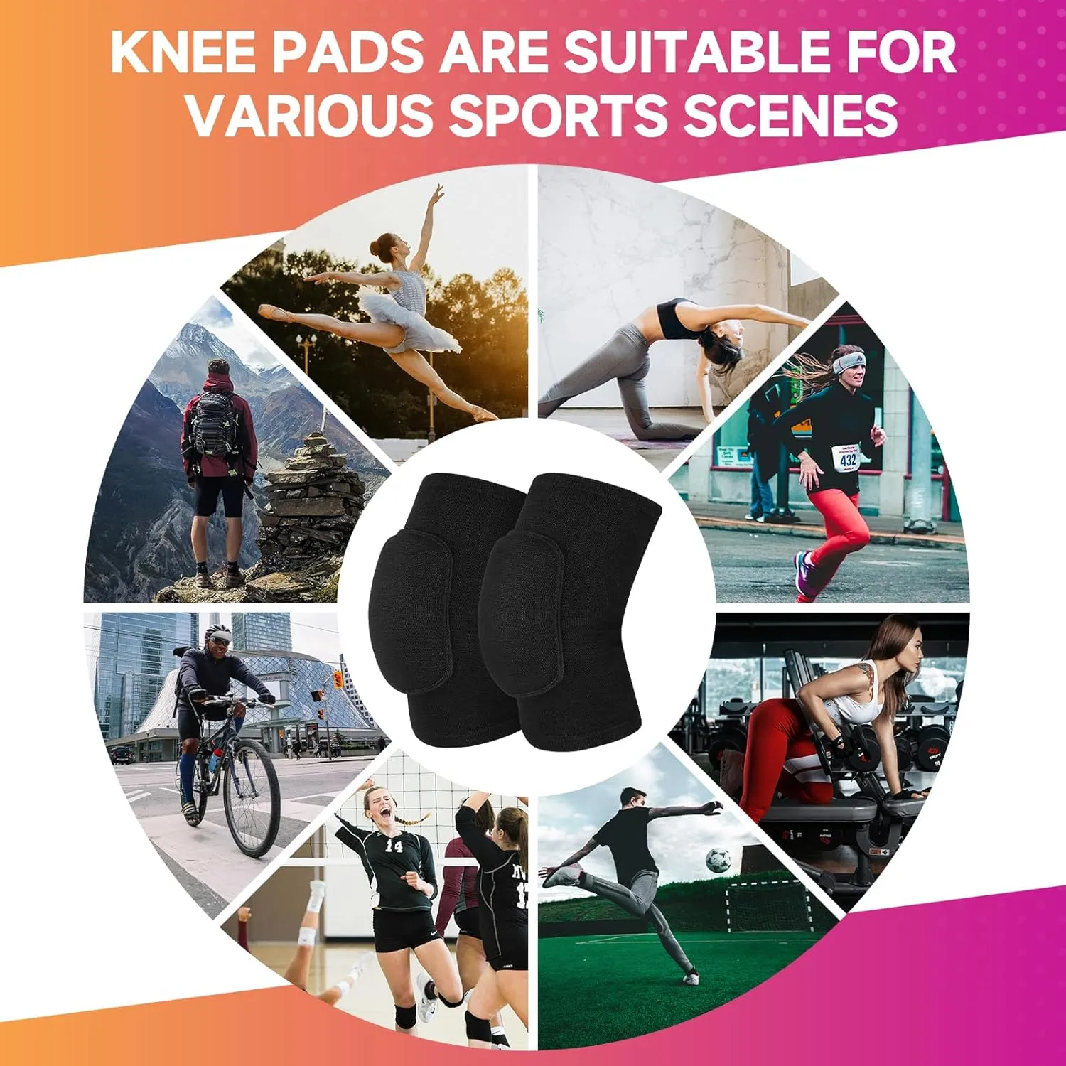 Volleyball Knee Pads for Women, Men, Youth, Girls, Kids, Knee Brace for Volleyball Basketball Football Dance Yoga Tennis Running Cycling Workout Climbing Wrestling