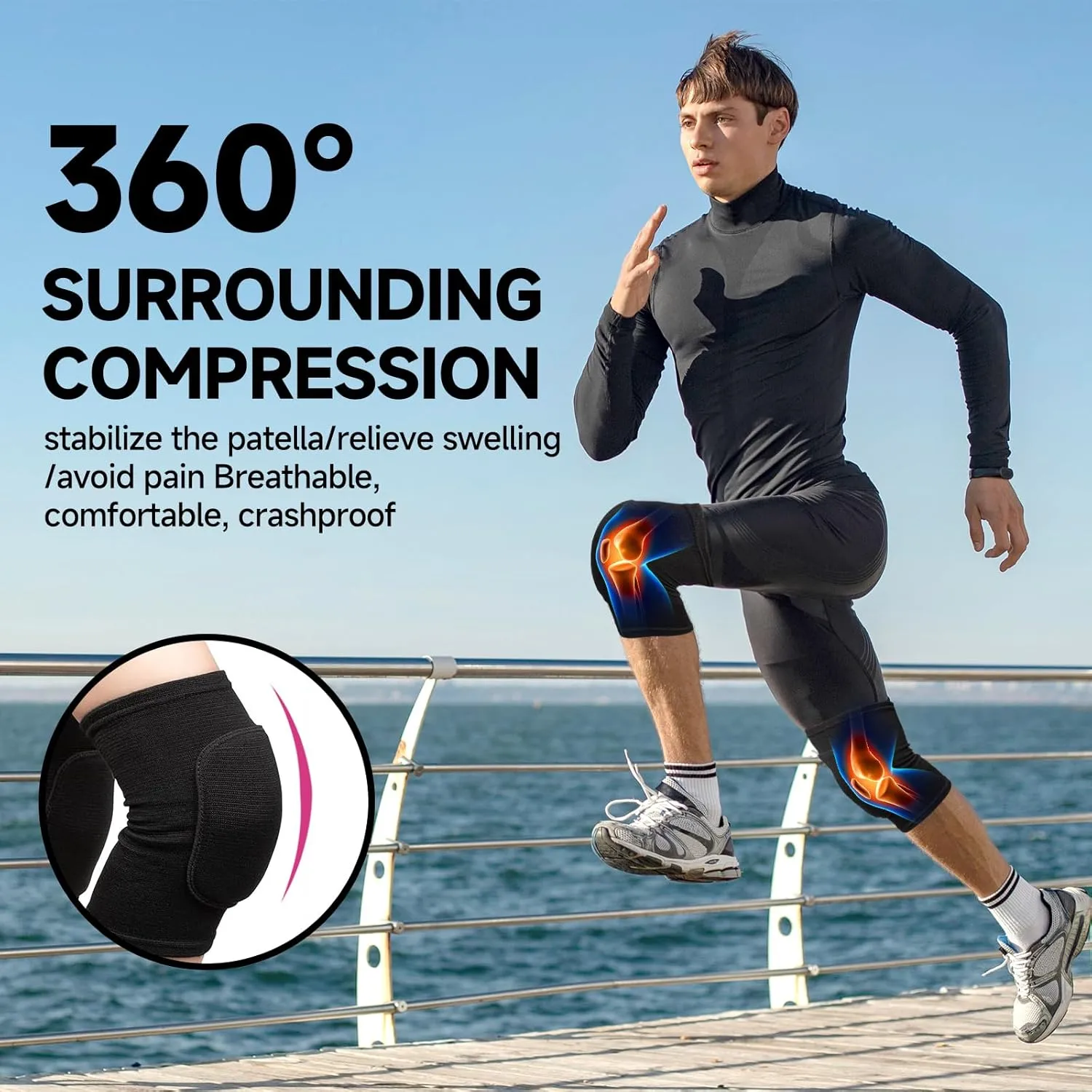 Volleyball Knee Pads for Women, Men, Youth, Girls, Kids, Knee Brace for Volleyball Basketball Football Dance Yoga Tennis Running Cycling Workout Climbing Wrestling