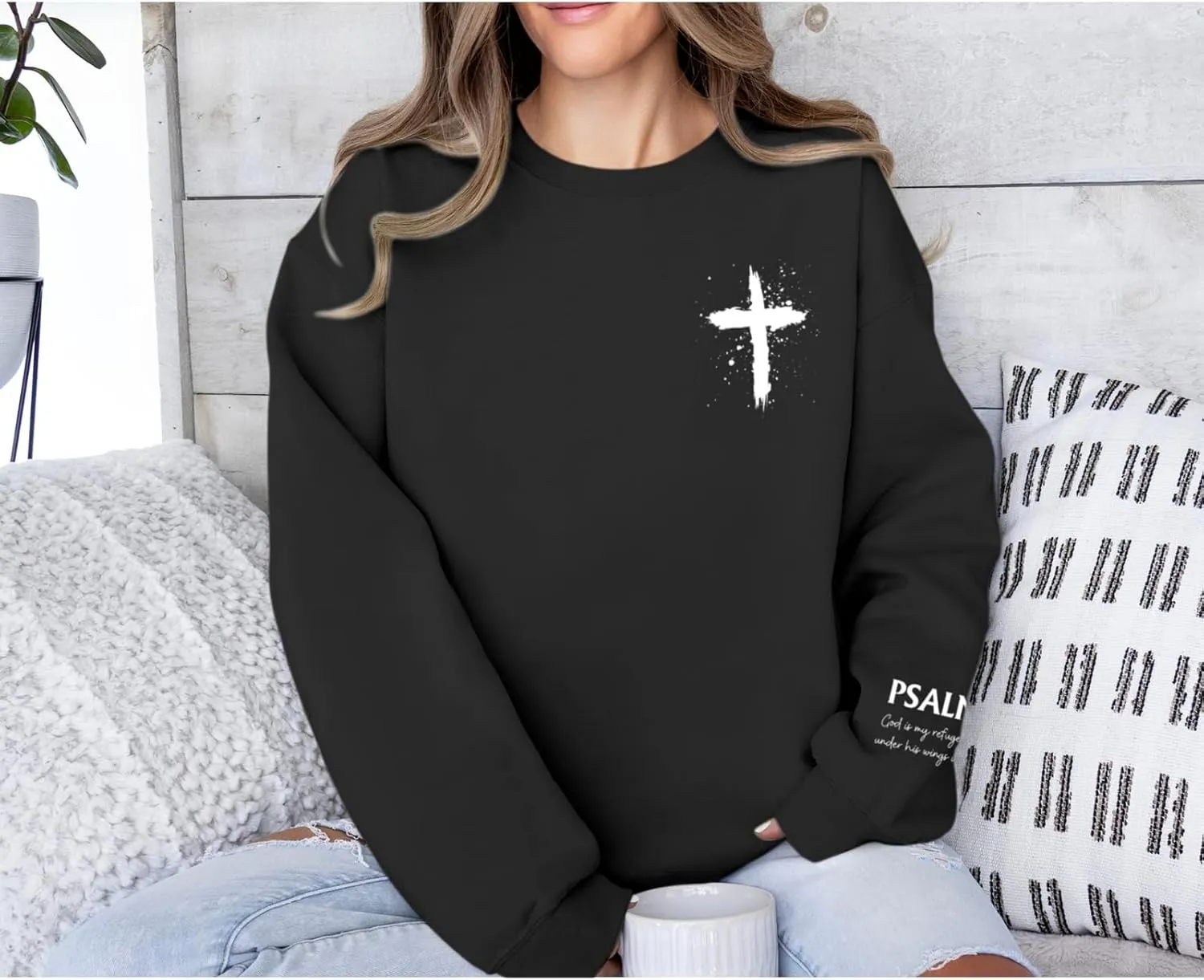 Women Christian Sweatshirt Psalms 91 Jesus Hoodie Religious Faith God Shirt Bible Verse Inspirational Pullover Tops