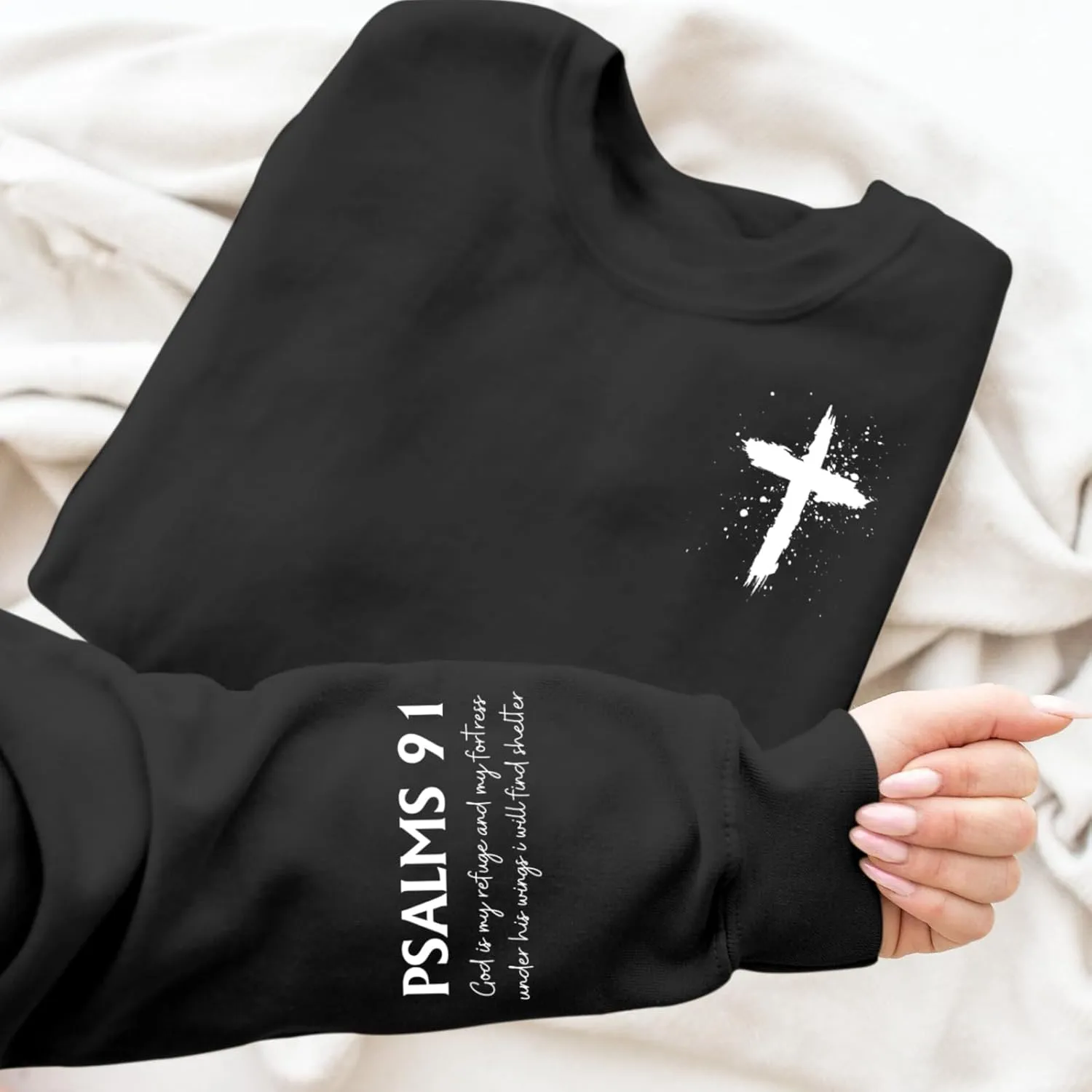 Women Christian Sweatshirt Psalms 91 Jesus Hoodie Religious Faith God Shirt Bible Verse Inspirational Pullover Tops