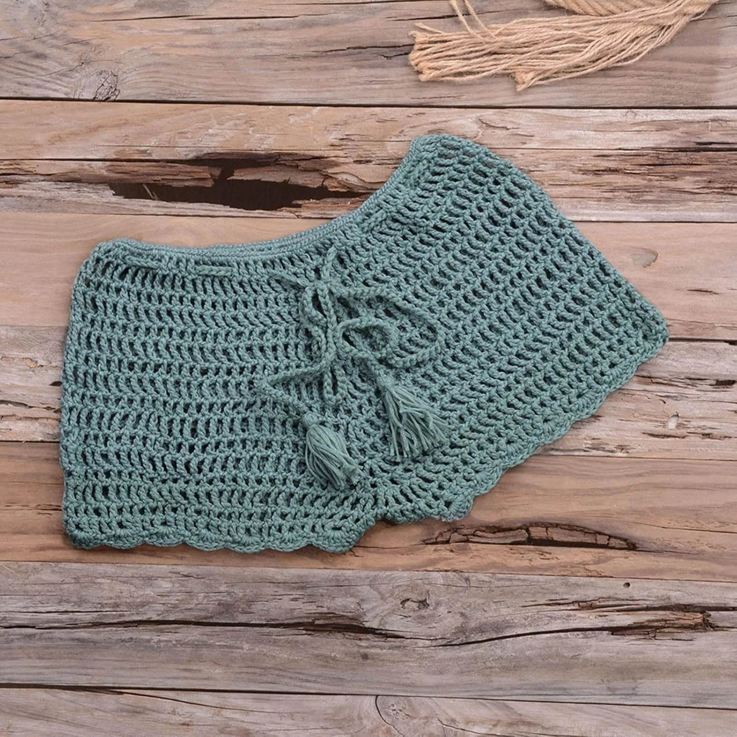 Women's Crochet Cover Up Shorts Hollow Out Knit Bathing Suit Crochet Beach Shorts Coverup Bottom