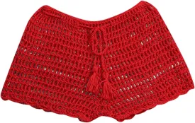 Women's Crochet Cover Up Shorts Hollow Out Knit Bathing Suit Crochet Beach Shorts Coverup Bottom