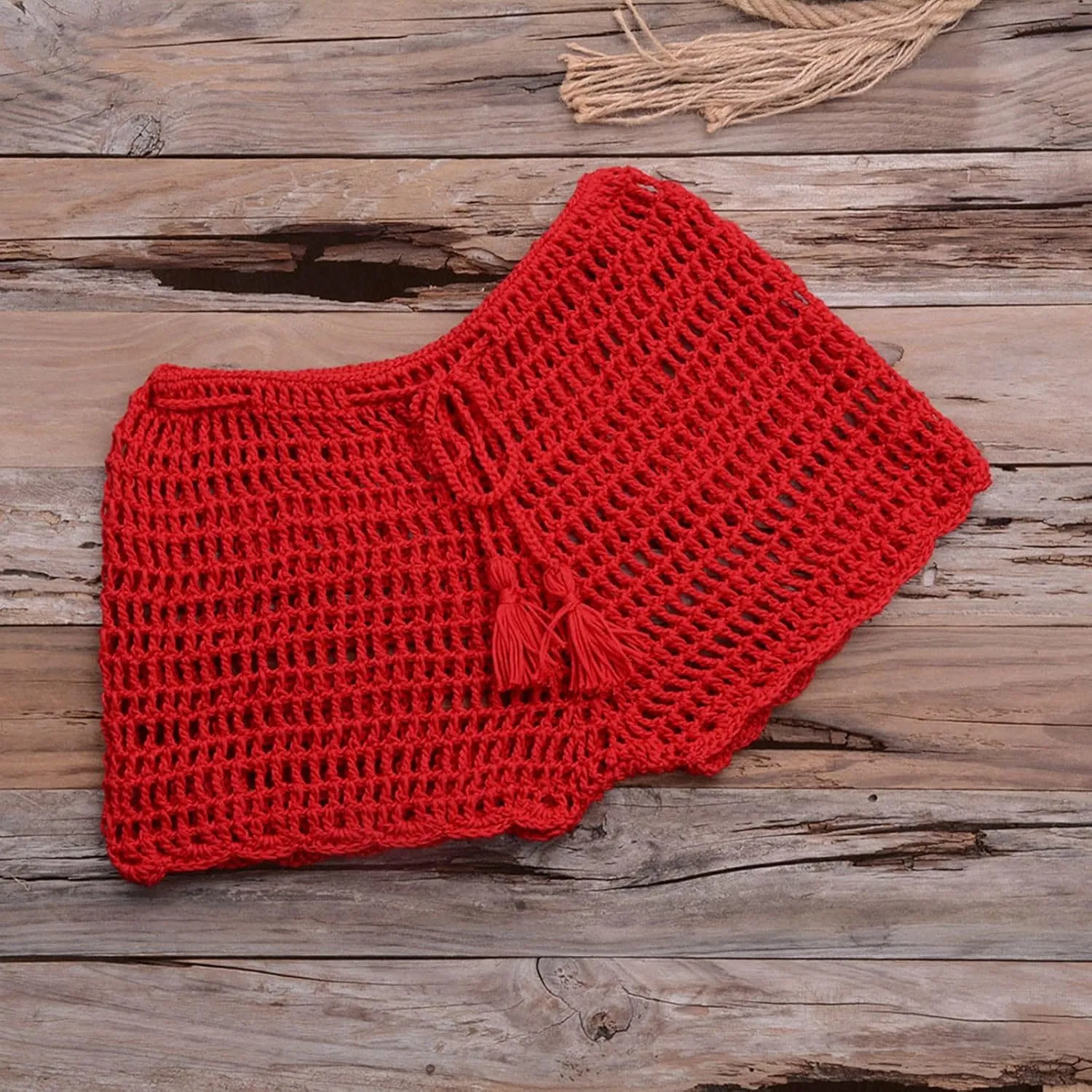 Women's Crochet Cover Up Shorts Hollow Out Knit Bathing Suit Crochet Beach Shorts Coverup Bottom